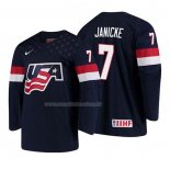 Maglia Hockey USA Trevor Janicke 2018 Iihf World Championship Giocatore Blu