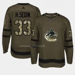Maglia Hockey Vancouver Canucks Henrik Sedin 2018 Salute To Service Verde Militare