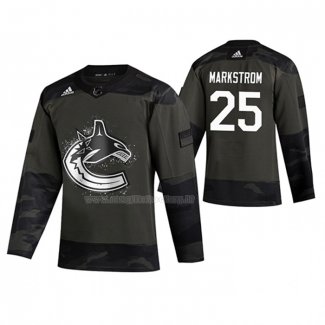 Maglia Hockey Vancouver Canucks Jacob Markstrom 2019 Veterans Day Camuffamento