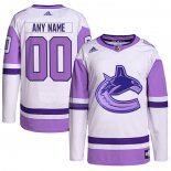 Maglia Hockey Vancouver Canucks Personalizzate Fights Cancer Autentico Bianco Viola