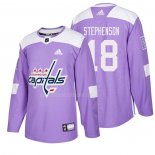 Maglia Hockey Washington Capitals Chandler Stephenson 2018 Fights Cancer Viola