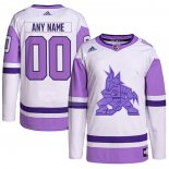 Maglia Hockey Arizona Coyotes Personalizzate Fights Cancer Autentico Bianco Viola