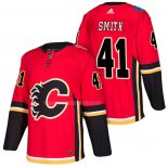 Maglia Hockey Calgary Flames Mike Smith Home Autentico 2018 Rosso