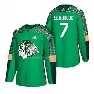 Maglia Hockey Chicago Blackhawks Brent Seabrook 2018 Dia de San Patricio Verde