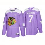 Maglia Hockey Chicago Blackhawks Brent Seabrook Autentico 2018 Fights Cancer Viola