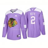 Maglia Hockey Chicago Blackhawks Duncan Keith Autentico 2018 Fights Cancer Viola