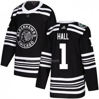 Maglia Hockey Chicago Blackhawks Glenn Hall Autentico 2019 Winter Classic Nero