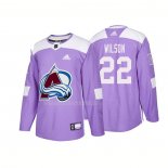 Maglia Hockey Colorado Avalanche Colin Wilson Autentico 2018 Fights Cancer Viola