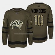 Maglia Hockey Columbus Blue Jackets Alexander Wennberg 2018 Salute To Service Verde Militare
