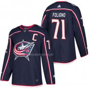 Maglia Hockey Columbus Blue Jackets Nick Foligno Autentico Home 2018 Blu