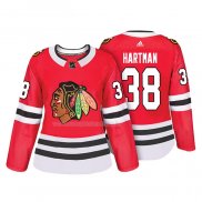 Maglia Hockey Donna Chicago Blackhawks Ryan Hartman Autentico Giocatore Rosso
