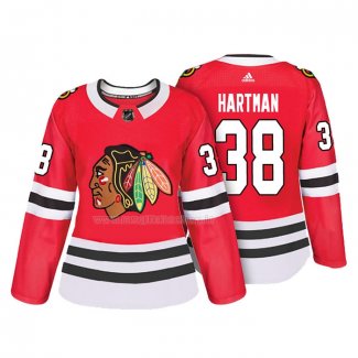 Maglia Hockey Donna Chicago Blackhawks Ryan Hartman Autentico Giocatore Rosso