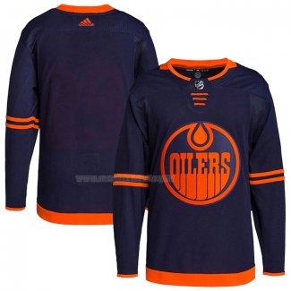Maglia Hockey Edmonton Oilers Alternate Autentico Pro Blank Blu