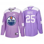 Maglia Hockey Edmonton Oilers Darnell Nurse 2018 Fights Cancer Viola
