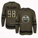 Maglia Hockey Edmonton Oilers Jesse Puljujarvi 2018 Salute To Service Verde Militare