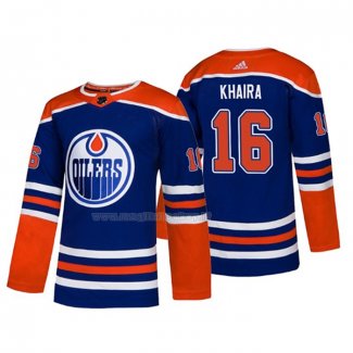 Maglia Hockey Edmonton Oilers Jujhar Khaira Alternato Autentico Blu