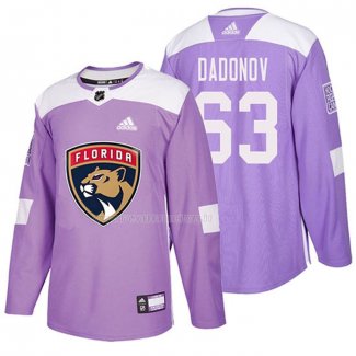 Maglia Hockey Florida Panthers Evgenii Dadonov 2018 Fights Cancer Viola