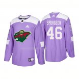 Maglia Hockey Minnesota Wild Jared Spurgeon Autentico 2018 Fights Cancer Viola