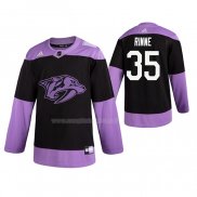 Maglia Hockey Nashville Predators Pekka Rinne 2019 Fights Cancer Nero