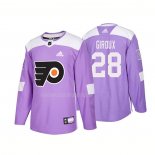 Maglia Hockey Philadelphia Flyers Claude Giroux Autentico 2018 Fights Cancer Viola