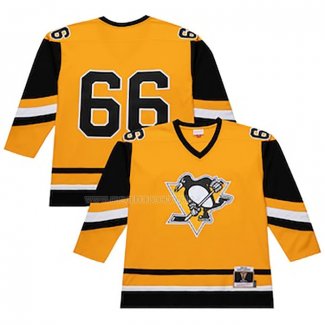Maglia Hockey Pittsburgh Penguins Mario Lemieux Mitchell & Ness 1984-85 Giallo