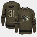 Maglia Hockey San Jose Sharks Martin Jones 2018 Salute To Service Verde Militare