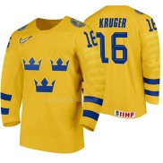 Maglia Hockey Suecia Marcus Kruger Home 2020 Iihf World Giallo
