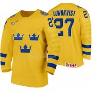 Maglia Hockey Suecia Nils Lundkvist Home 2020 Iihf World Junior Championship Giallo