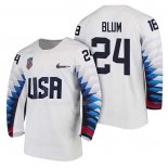 Maglia Hockey USA Jonathon Blum 2018 Olympic Bianco
