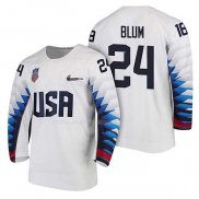 Maglia Hockey USA Jonathon Blum 2018 Olympic Bianco