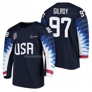 Maglia Hockey USA Matt Gilroy 2018 Olympic Blu