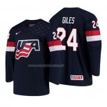 Maglia Hockey USA Patrick Giles 2018 Iihf World Championship Giocatore Blu
