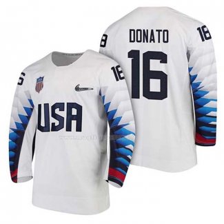 Maglia Hockey USA Ryan Donato 2018 Olympic Bianco