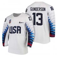 Maglia Hockey USA Ryan Gunderson 2018 Olympic Bianco