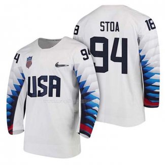 Maglia Hockey USA Ryan Stoa 2018 Olympic Bianco