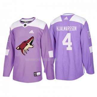 Maglia Hockey Arizona Coyotes Niklas Hjalmarsson 2018 Fights Cancer Viola