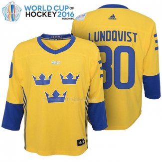 Maglia Hockey Bambino Suecia Henrik Lundqvist Premier 2016 World Cup Giallo