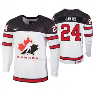 Maglia Hockey Canada Seth Jarvis 2019 Hlinka Gretzky Cup Bianco