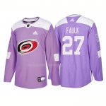 Maglia Hockey Carolina Hurricanes Justin Faulk Autentico 2018 Fights Cancer Viola