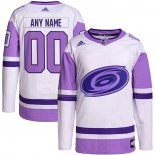 Maglia Hockey Carolina Hurricanes Personalizzate Fights Cancer Autentico Bianco Viola