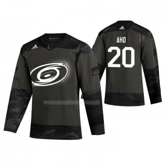 Maglia Hockey Carolina Hurricanes Sebastian Aho 2019 Veterans Day Camuffamento