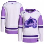Maglia Hockey Colorado Avalanche Blank Practice Autentico 2018 Fights Cancer Bianco Viola