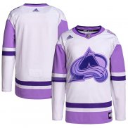Maglia Hockey Colorado Avalanche Blank Practice Autentico 2018 Fights Cancer Bianco Viola
