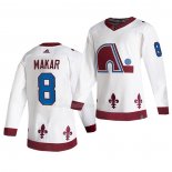 Maglia Hockey Colorado Avalanche Cale Makar Reverse Throwback Autentico 2021 Bianco