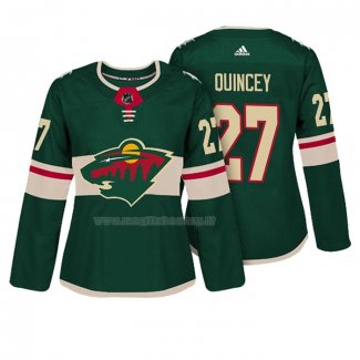 Maglia Hockey Donna Minnesota Wild Kyle Quincey Autentico Giocatore Verde