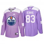 Maglia Hockey Edmonton Oilers Matt Benning 2018 Fights Cancer Viola