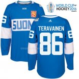 Maglia Hockey Finlandia Teuvo Teravainen Premier 2016 World Cup Blu
