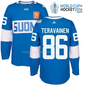 Maglia Hockey Finlandia Teuvo Teravainen Premier 2016 World Cup Blu