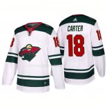 Maglia Hockey Minnesota Wild Ryan Carter Away 2017-2018 Bianco