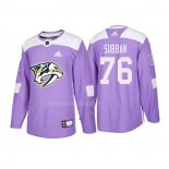 Maglia Hockey Nashville Predators P.k. Subban Autentico 2018 Fights Cancer Viola